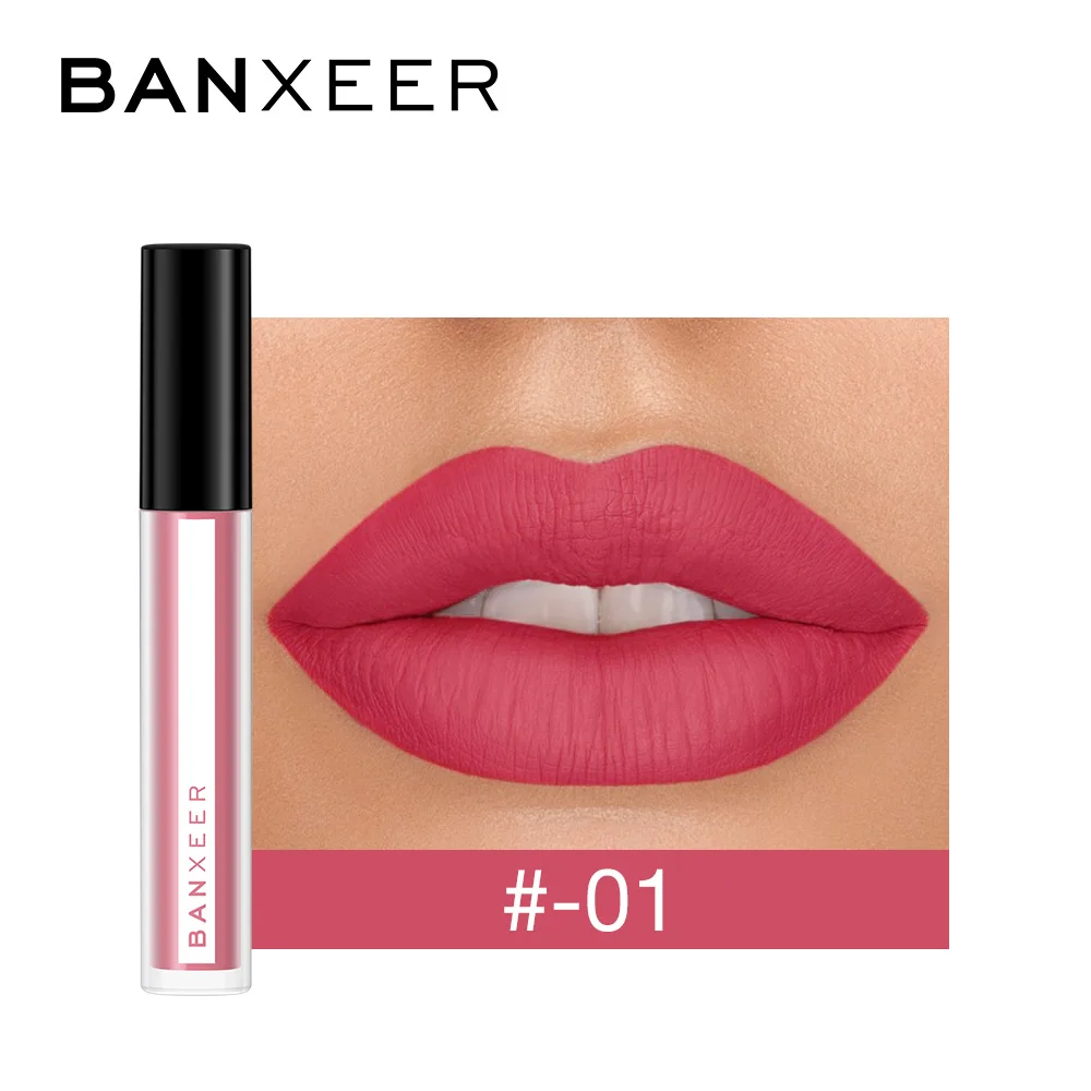 BANXEER блеск для губ 8 цветов Матовая жидкая губная помада для макияжа Косметика телесного цвета сексуальный красный водонепроницаемый блеск для губ - Цвет: 1