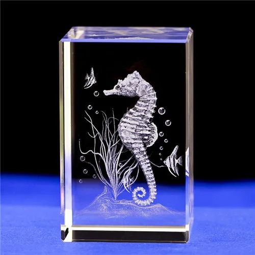 Кристалл домашний декор украшения 3D лазерная гравировка стерео Животное Динозавр слон форма украшения ремесла детский подарок на день рождения - Цвет: Sea horse