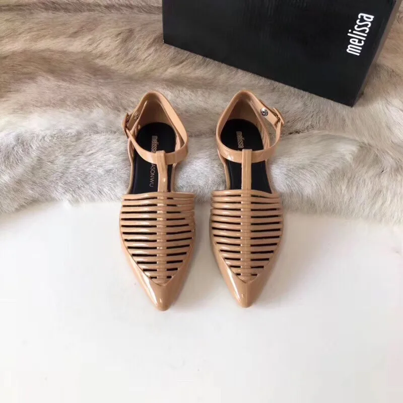 

2019 New Melissa Women's shoes Summer Sandals Gladiator Studded Flat Women Melissa Hollow Shoes Rome Woman Sandals