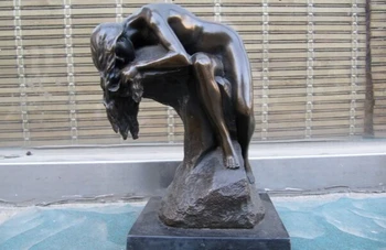 

song voge gem S0813 Western Sexy NUDE GIRL LYING ON A ROCK BY MILO BRONZE copper ART STATUE