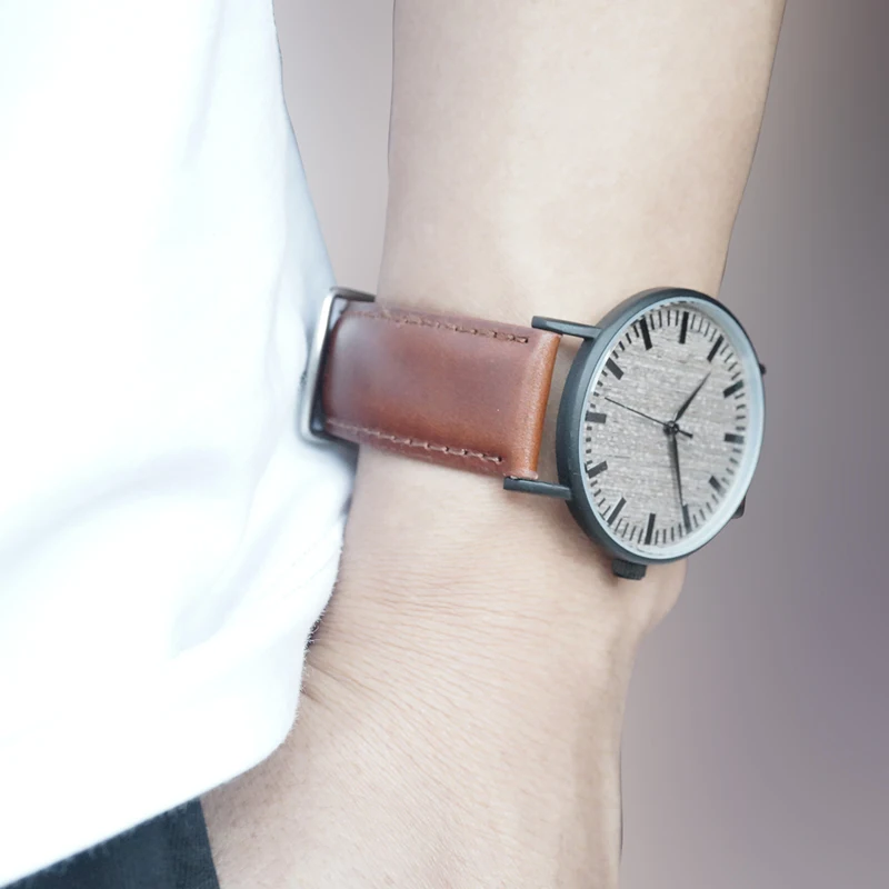 BOBO BIRD V-E25 Watches Men Top Luxury Brand Stainless Steel Case Wooden Dial Wristwatch with Brown Leather Strap in Gift Box
