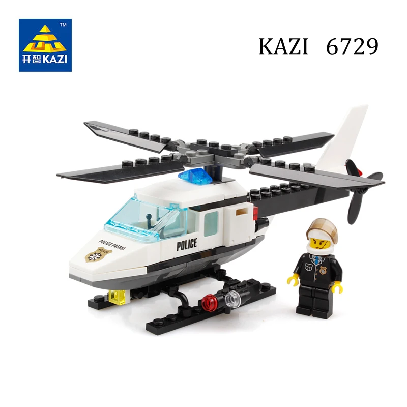 

KAZI 6729 102pcs Police Model Set Helicopter Education Brick Brinquedos Toy Children 6+ Age Give Kids The Best Gift