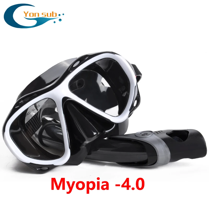 Маска для дайвинга близорукая близорукость очки для плавания закаленное стекло близорукие близорукость-2,0 до-8,0 корректирующая линза - Цвет: Myopia -4.0