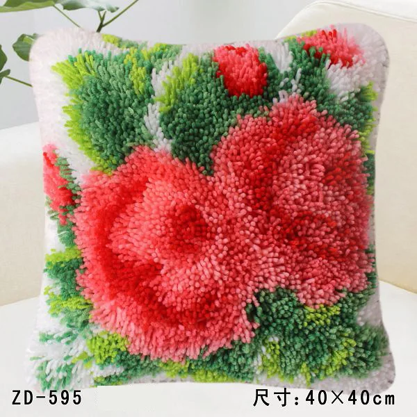 

ZD595 Pillow Cushion Latch Hook Kit Embroidery DIY Craft Cross Stitch Needlework Embroidery Counted Cross-Stitching Kit Set