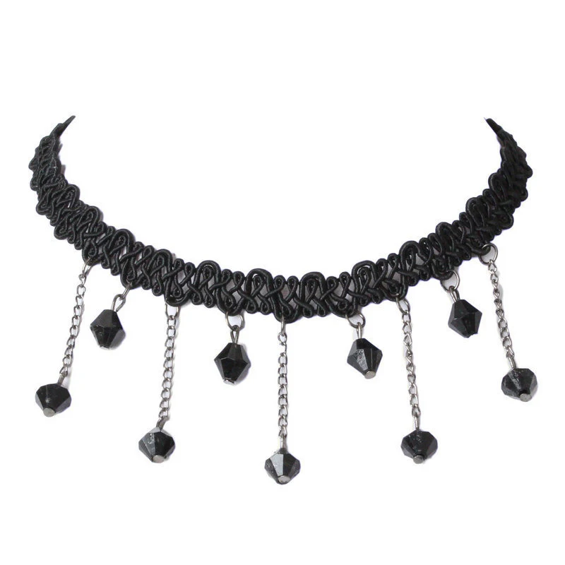 1 шт. женский черный кружевной и чокер с бусинами в викторианском стиле стимпанк готический воротник ожерелье подарок jn529