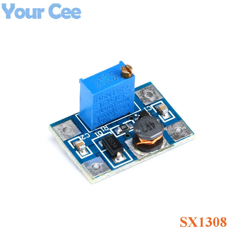 

5 pcs DC-DC SX1308 Step-UP Adjustable Power Module Step Up Boost Converter Module 2-24V to 2-28V 2A