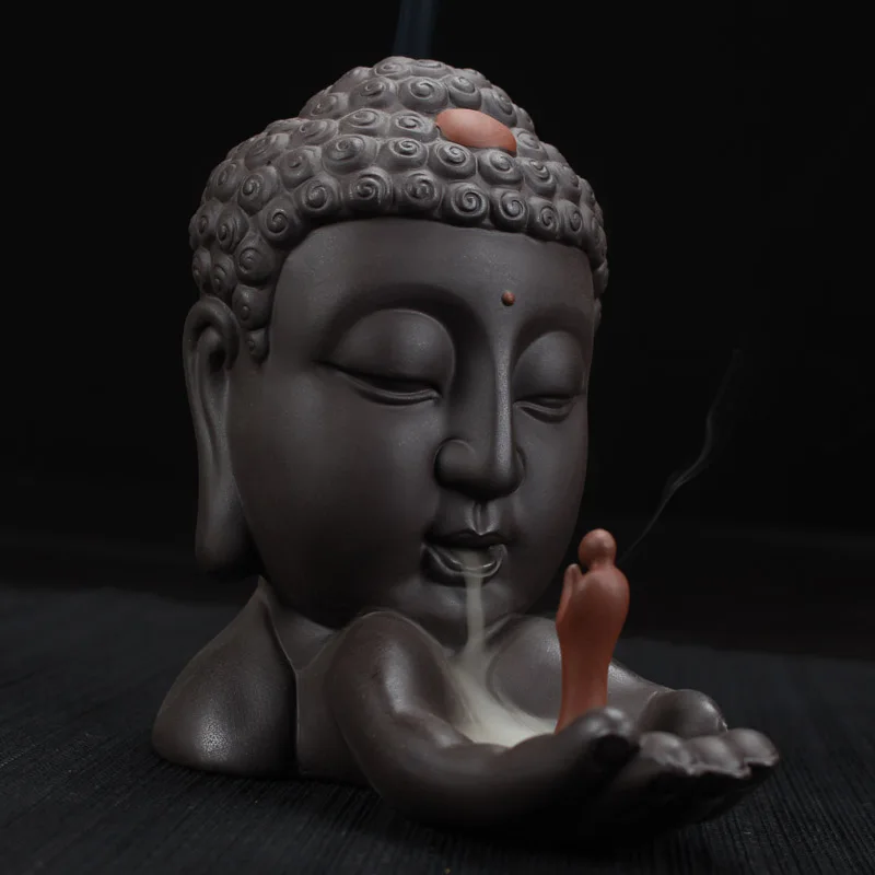 Backflow Incense Burner Creative Home Decor Ceramic Buddha Holder Buddhist Censer zen meditation satan | Дом и сад
