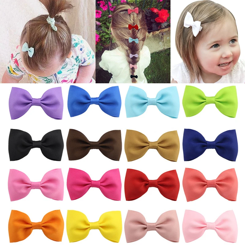 

Hot 1PC Cheering Candy Barrettes Kids Bowknots Solid Ribbon Hair Clip Bows Girls Women Hairpins Accessories