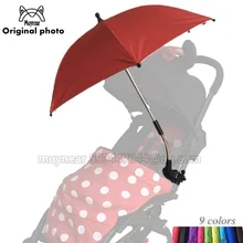 Портативный зонт для детской коляски, цветной зонт для детской коляски, регулируемый складной зонт на 360 градусов, аксессуары для коляски yoya