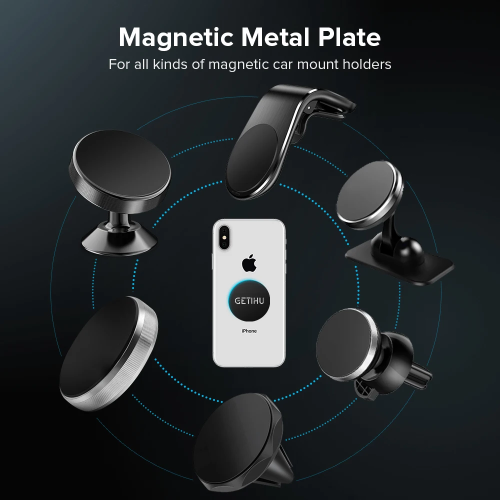 phone holder for car GETIHU Magnetic Disk Car Phone Stand Metal Plate Iron Mount GPS Support Magnet Holder For iPhone 12 11 Xiaomi Huawei Samsung LG mobile stand for table