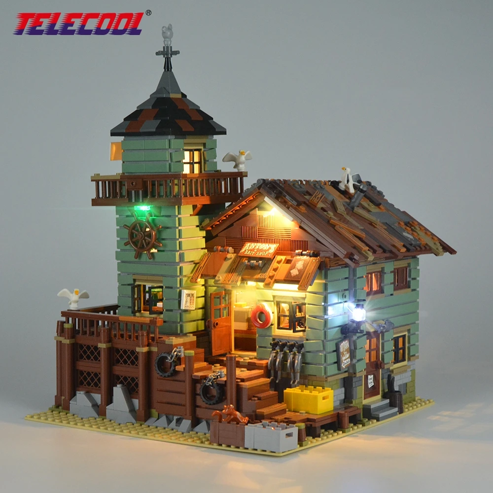 

TELECOOL LED Light Block Set For Old Fishing Store Building Model Block 21310 For Kids Christmas Gift