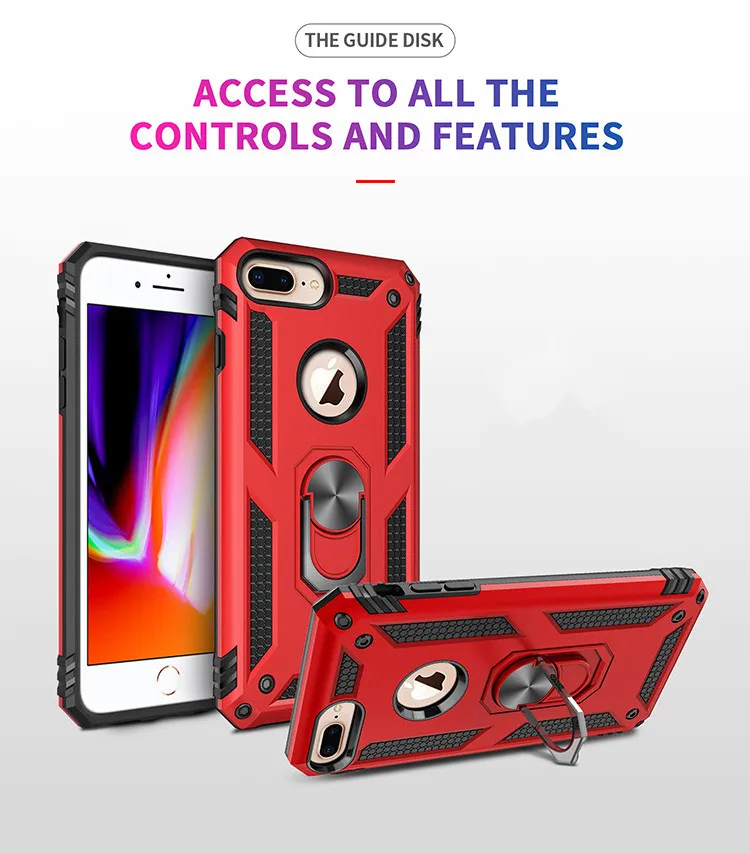 

Luxury Silicone Armor Bumper Shockproof Phone Case For iPhone 7 8 Plus X XR XS Max Case For iPhone XS 6 6S Plus With Finger Ring