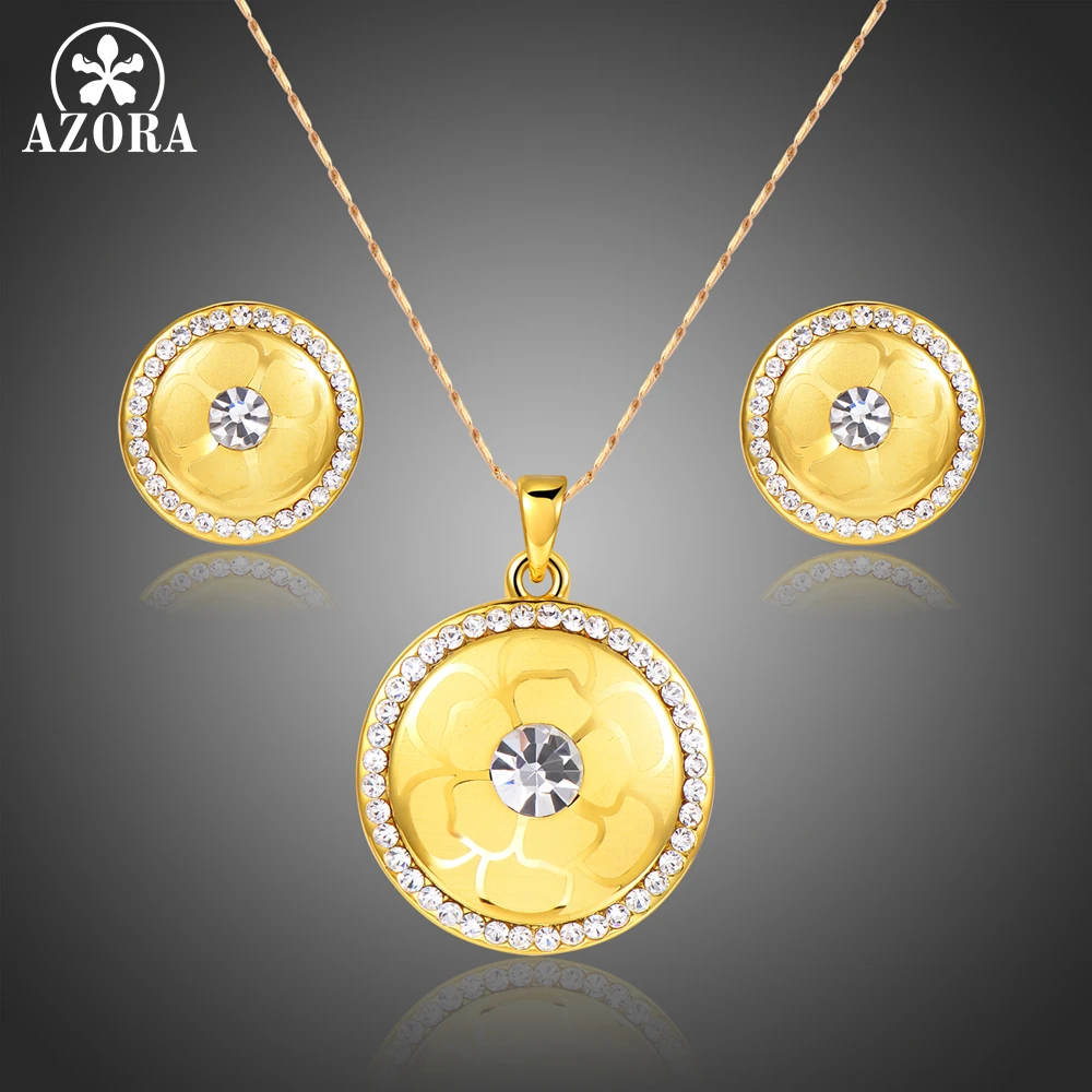 Азора женские золотые Цвет очистить Австрийские кристаллы цветочным узором