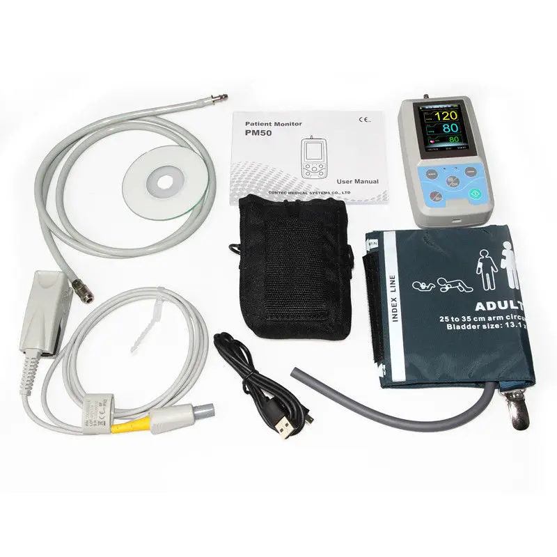  2018 FDA CONTEC PM50 Portable Vital Signs Patient Monitor NIBP/SpO2/PrPC Software