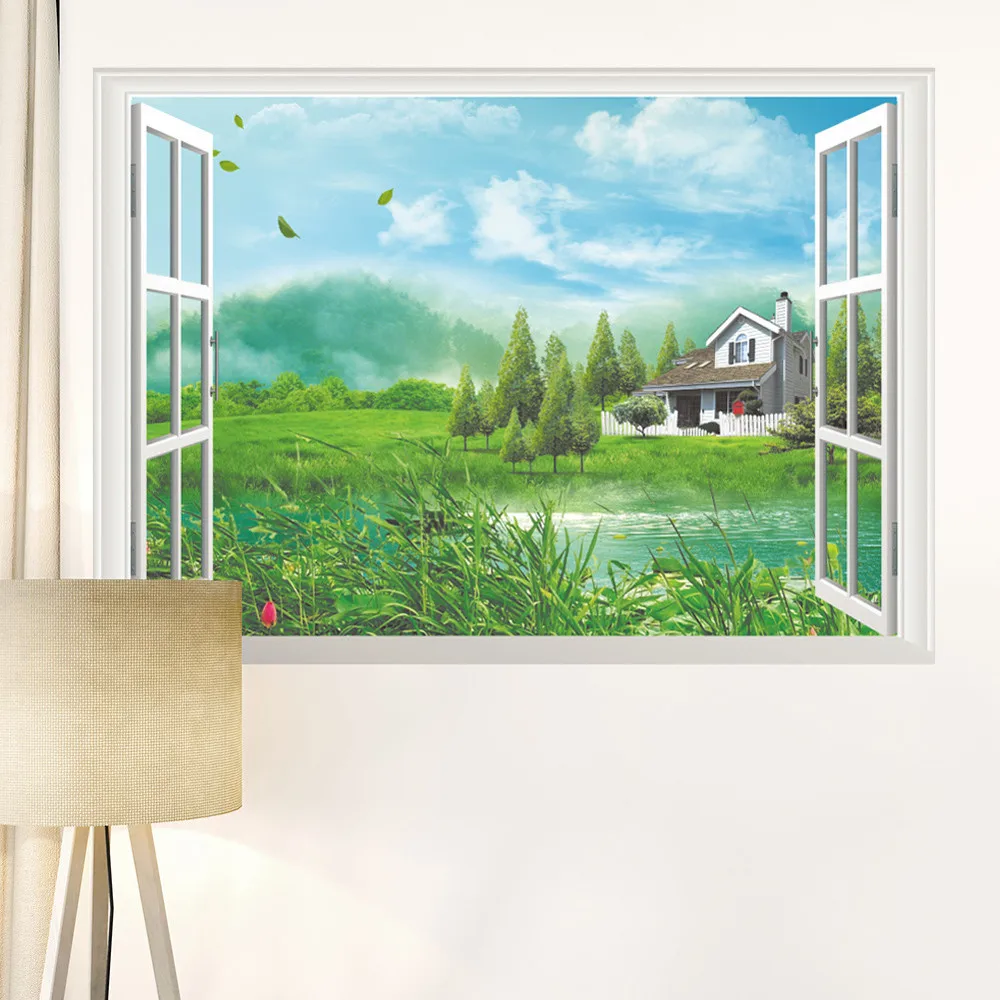 50cm * 70cm Home Decor Art Vinyl Fake Window New Mural Wall Decals Removable Stickersin Wall