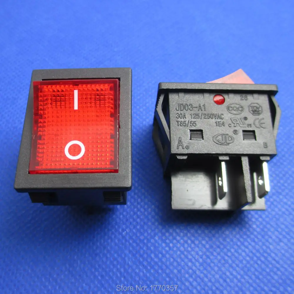 

5 pcs KCD2 4 pin with light ON - OFF boat rocker switch JD03-A1 power switch high power big current 30A 250V new high quality