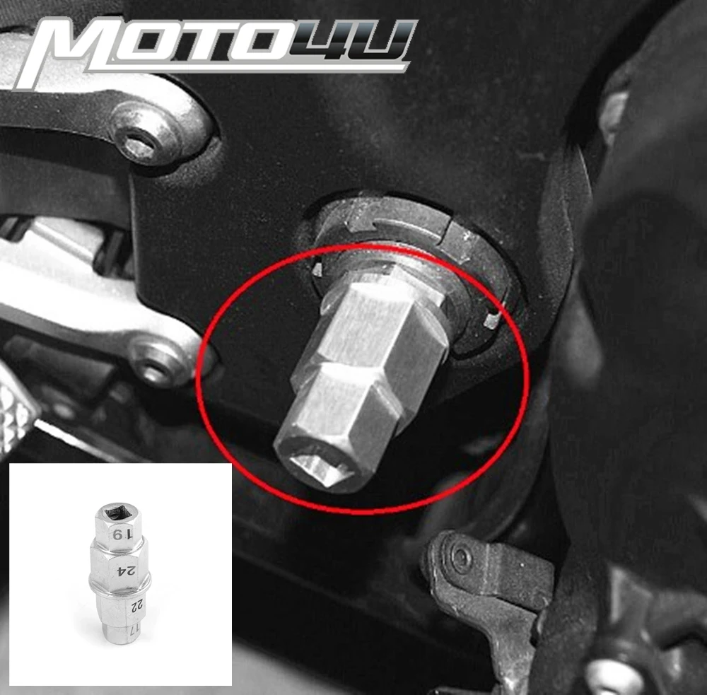 

17 19 22 24mm MOTO4U Aluminum 4 in 1 Motorcycle Bike Hex Axle Tool Front Wheel Removal Tool Allen Wrench Adapter Spindle Key