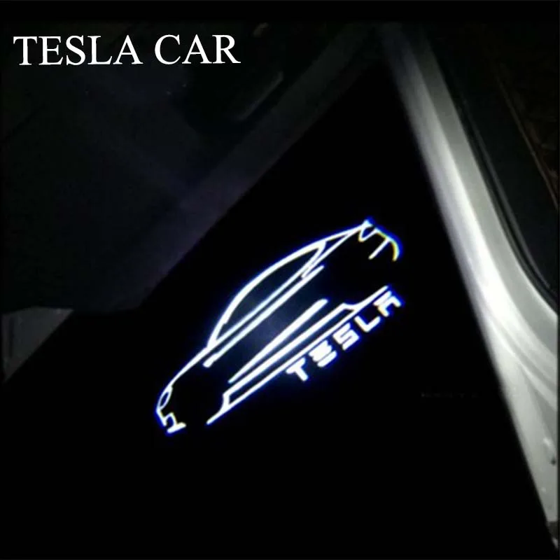 2 шт. TESLA модель S MODELX 3 проекционный свет дверь Атмосфера свет модификация Добро пожаловать свет Светодиодные лампы-проекторы логотипа двери автомобиля