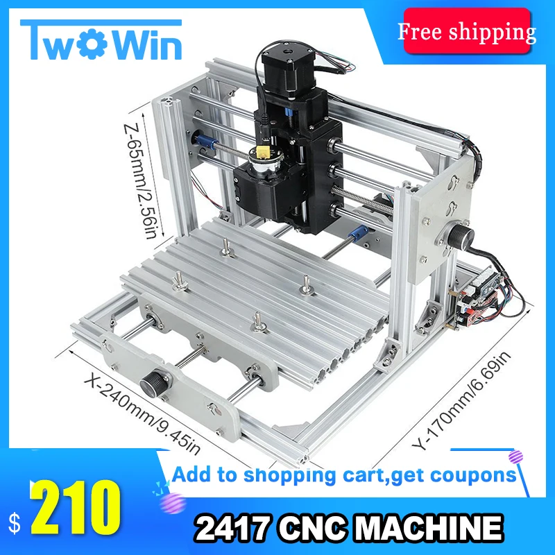 CNC 2417 DIY гравировальный станок 3 оси мини Pcb ПВХ фрезерный металлический для резьбы