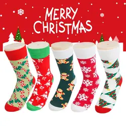 1 пара взрослых зимние теплые носки мультфильм Рождественское дерево снежинки унисекс хлопковый мягкий теплый милый рождественский носки