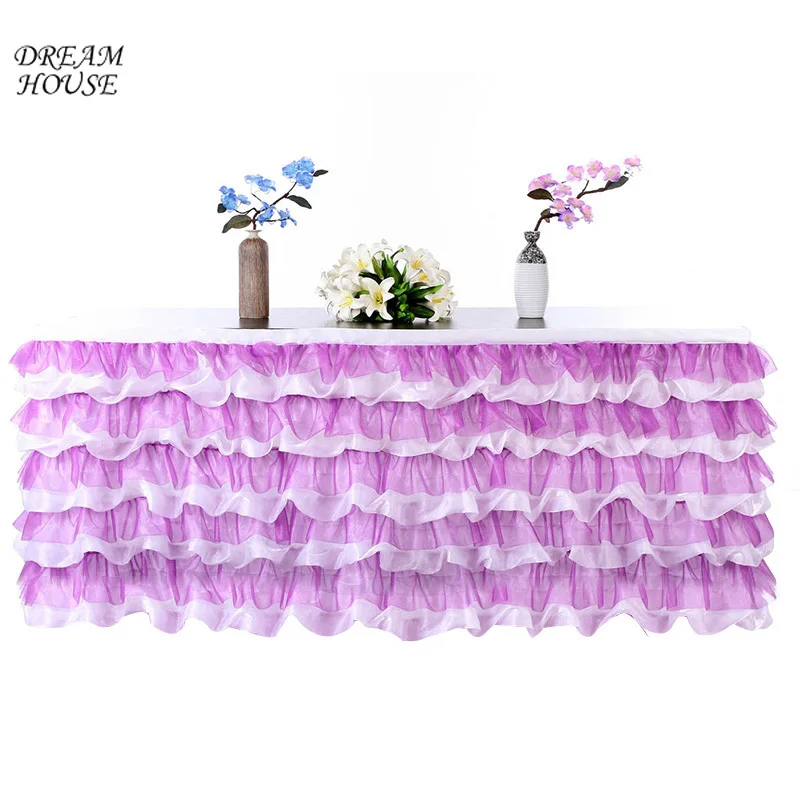 

Tulle Table Skirt Baby Shower Birthday Banquet Tablecloth Wedding Table Skirting Decoration Party Supplies 275x80cm