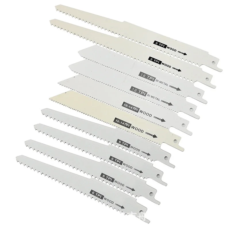 10pcs Reciprocating Saw Blades Carbide Woodworking Tool Metal Cutting Power Tools Accessories For cutting cordless reciprocating saw 3000spm brushless saw set wood metal cutting blades led light electric saw power tools with tool bag