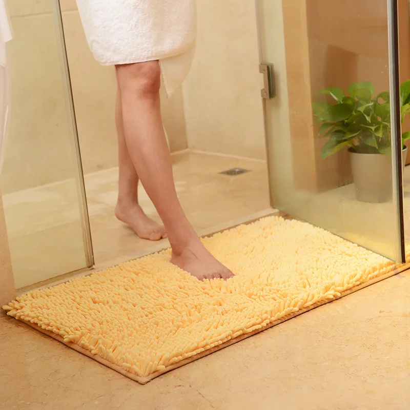 Высококачественный пушистый Придверный коврик из синели, коврик из микрофибры для ванной комнаты, противоскользящий впитывающий ковер для спальни - Цвет: Yellow