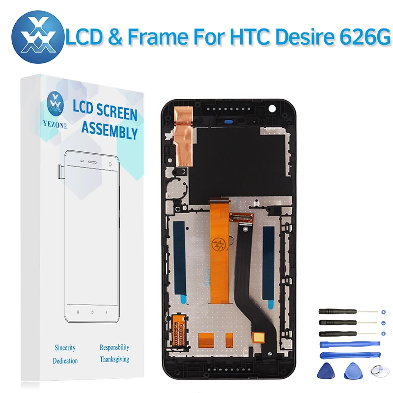 for HTC Desire 626 626G LCD replacement display touch screen digitizer glass frame bezel full assembly (1)