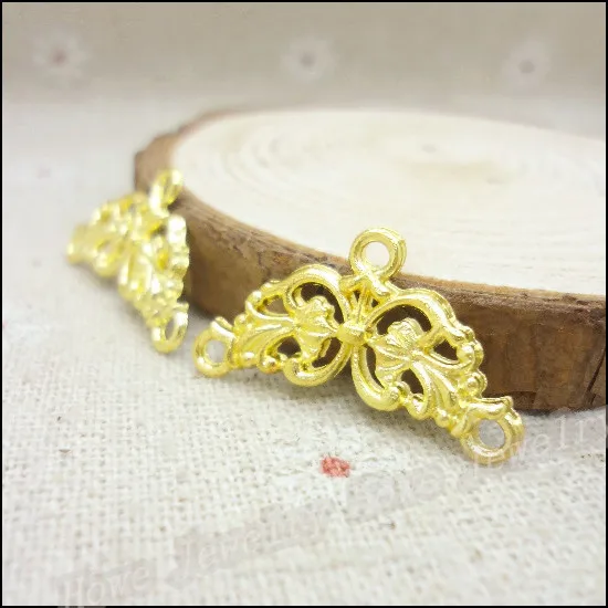 

140 pcs Charms Double hanging flower Pendant Gold plated Zinc Alloy Fit Bracelet Necklace DIY Metal Jewelry Findings