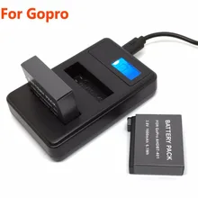 ФОТО 2pcs 600mah camera battery+dual battery charger with usb port lcd display charging for gopro hero 4