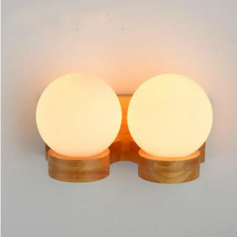 

Modern Bedside Wall Lamp Wood Led Lights Luminarias De Interior Wall Light Frosted glass cover Loft Led Sconce Indoor