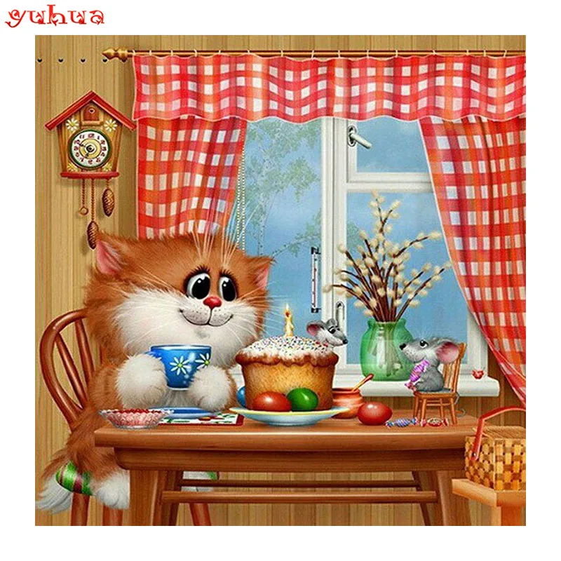 Новинка 5D DIY Алмазная Картина Кот и мышь вышивка полный квадратный алмаз крестом