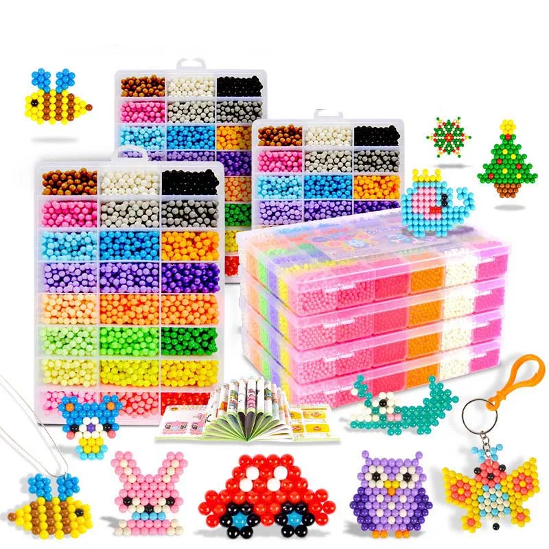 24 Colors DIY Magic Beads Animal Molds Hand Making 3D Puzzle Kids Educational beads Toys for Children Spell Replenish