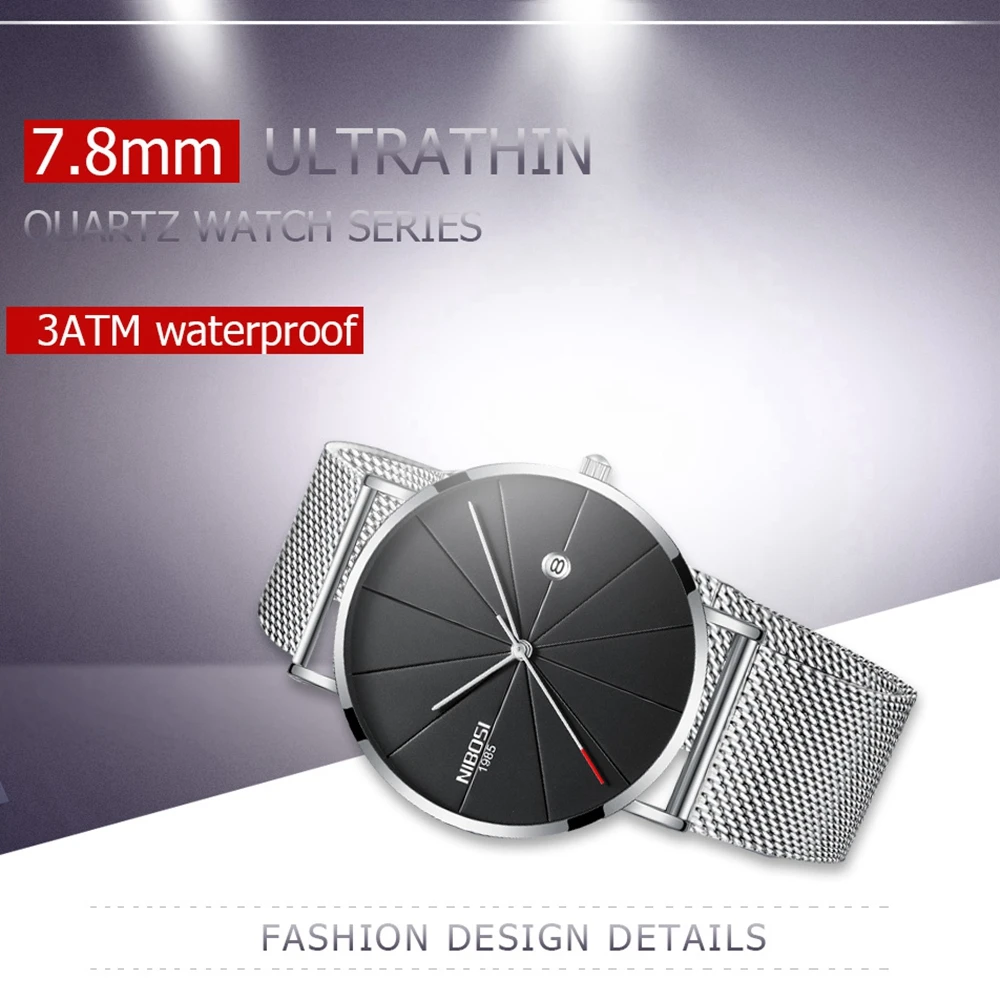 Ceny NIBOSI Super zegarek kwarcowy z wąskim paskiem zegarek na co dzień biznes Top marka skórzany analogowy zegarek kwarcowy mężczyźni mody 2019 Relojes Hombre