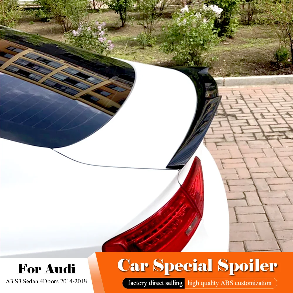Для Audi A3 S3 Sedan 4 двери спойлер из углеродного волокна 2014 до 2018 АБС пластик
