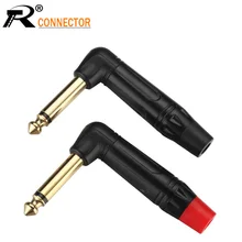 10 шт. моно Джек 6,35 мм под прямым углом штекер позолоченные цепи 2pole 1/4 дюймов 6,3 мм подойдет как для повседневной носки, так разъем для подключения микрофона, партия из 5 пар красный+ черный