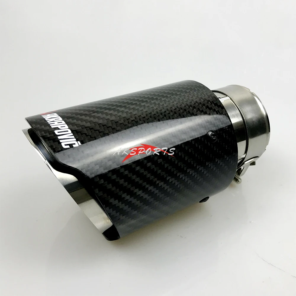 

1pc Akrapovic Accesorios Para Autos Tuning Glossy Black Carbon Fiber Car Universal Straight Edge Exhaust Pipe Tailtip
