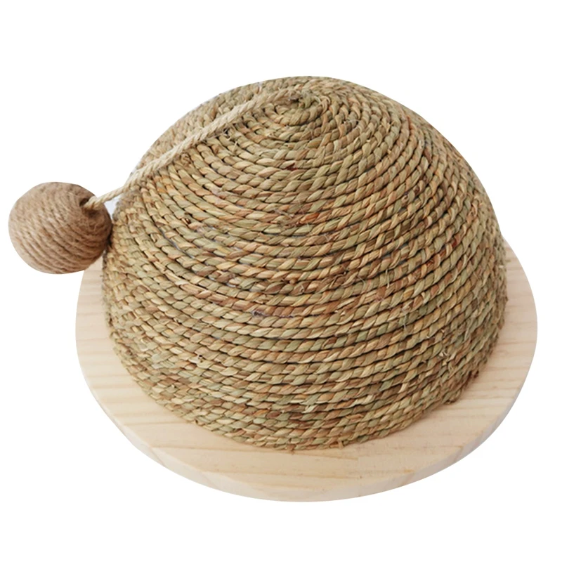 

Popular Cat Toy Wooden Bottom Plate Straw Semi-Circular Grinding Claw Ball Cat Toy Climbing Frame Cat Toy with Sisal Hanging B
