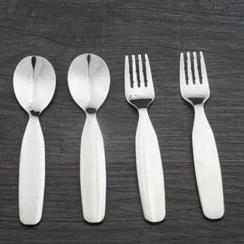 

2 Pcs/set Stainless Steel Spoon And Fork Set for Children Tableware Dinner Soup Spoon Salad Fork Dinnerware Set