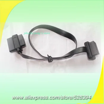 Beste 15% Off 2016 Nieuwe Groothandel Auto Connectors Platte Dunne Als Noodle OBDII OBD 2 16Pin Mannelijk naar Vrouwelijke OBD2 ELM 327 Verlengkabel