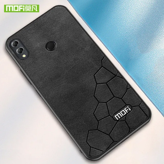 Black Чехол для huawei honor 8x, чехол для huawei honor 8x max, силиконовый холщовый чехол из искусственной кожи, роскошный Mofi, чехол для huawei honor 8x - Цвет: Black