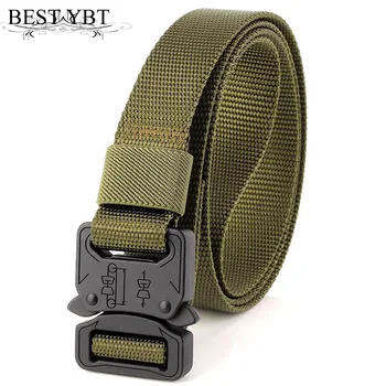 

Best YBT Unisex Nylon belt Plus hard tactics Military fans style outdoor sports leisure nylon belt Alloy Insert buckle men belt