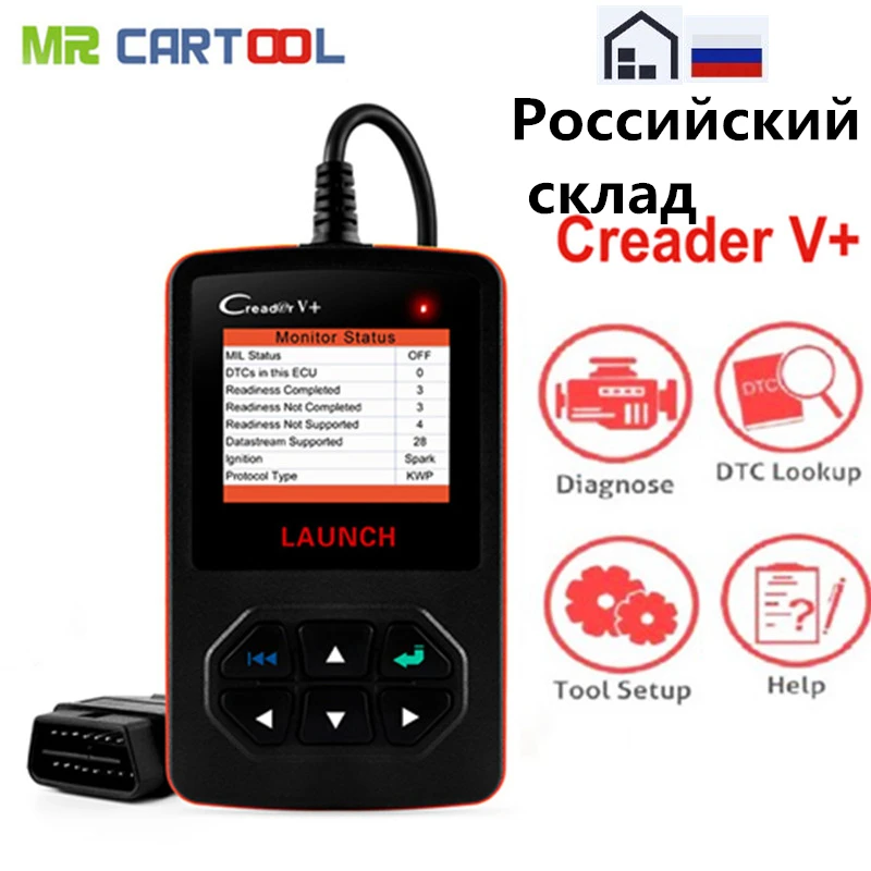 

LAUNCH X431 Creader V+ OBD2 Code Reader Scanner Automotive Car Diagnostic Tool DIY Evap System Upgrade Russian Warehouse