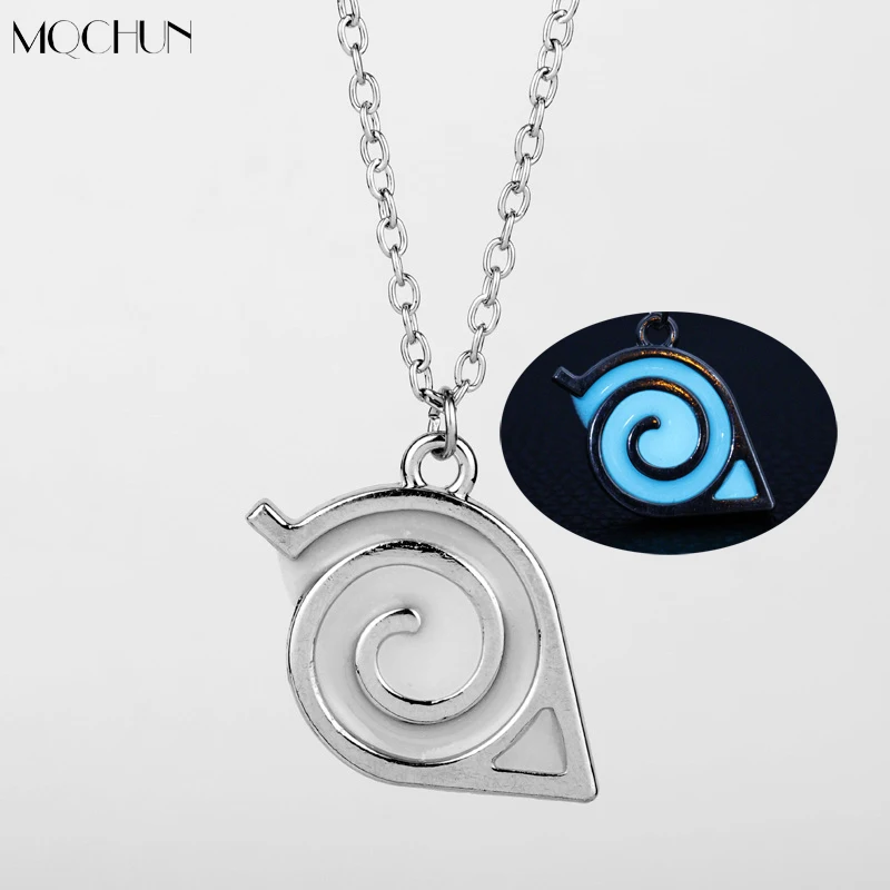 

MQCHUN Hot Anime Naruto Luminous Necklace Kakashi Leaf Village Symbol Cosplay Pendant Necklaces Konoha Ninja Bijoux Glow in Dark