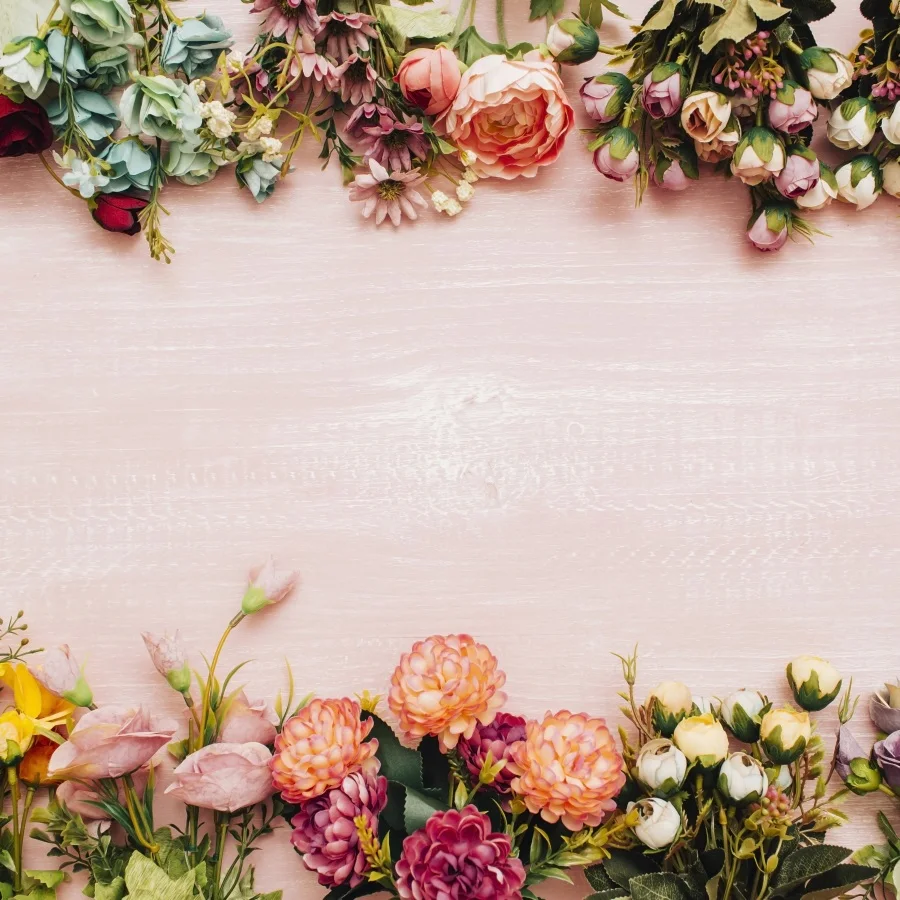 

Laeacco Flowers Wooden Boards Baby Children Seamless Scenic Photography Backgrounds Wall Photographic Backdrops For Photo Studio