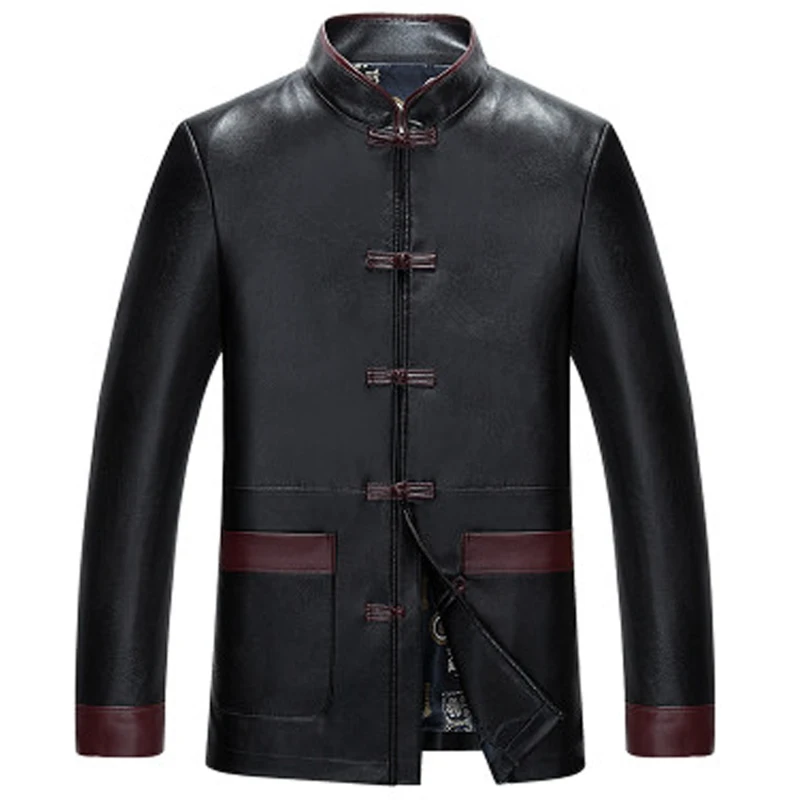 Famous Brand Chinese Traditional Design Mens Leather Jacket Coats Mens