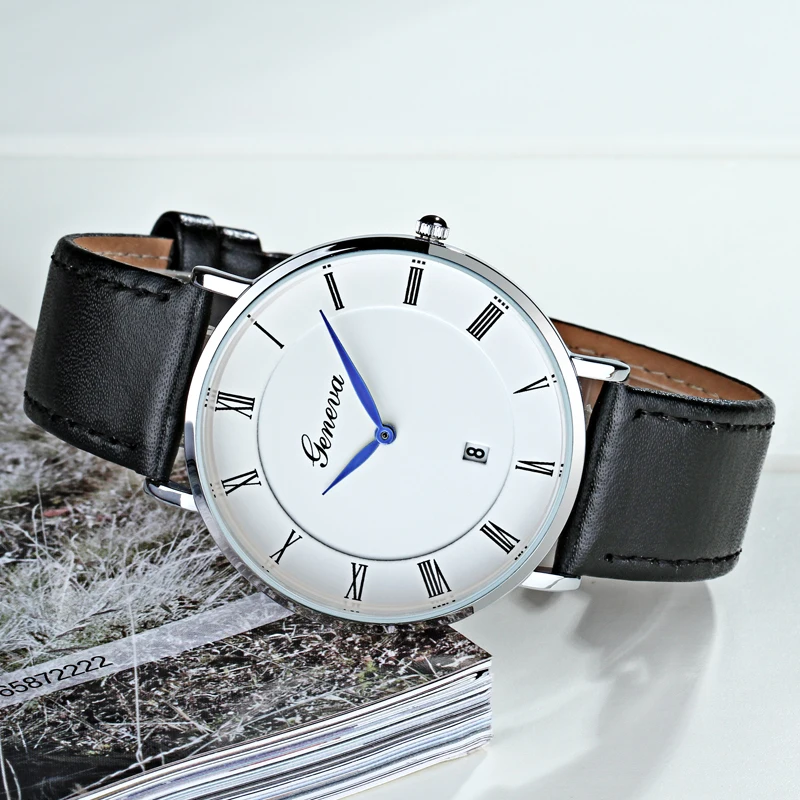 Top Luxury Mens Dress Watch Leather Business Wristwatch Fashion Casual