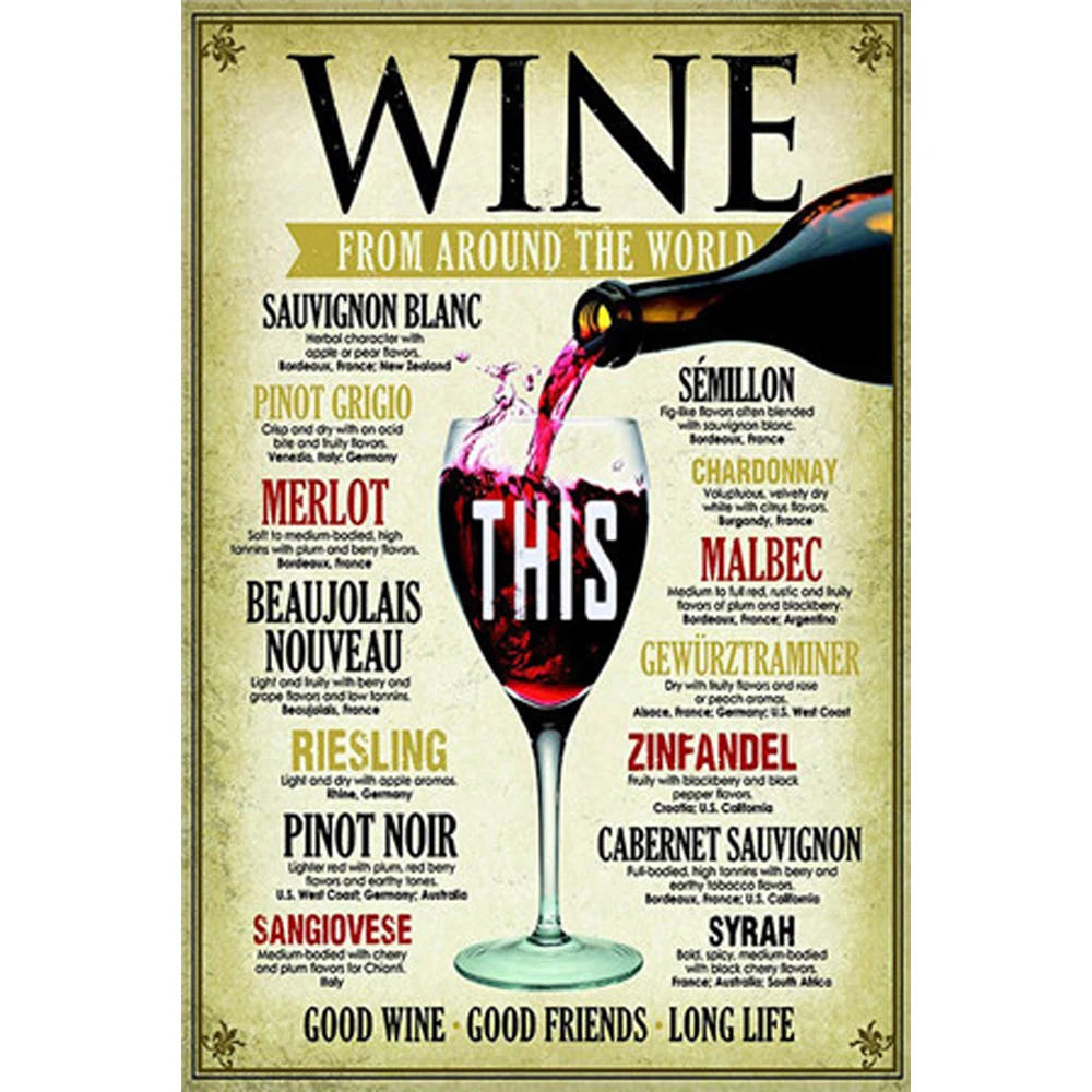 

Wine Metal Sign Bar Wall Decoration Tin Sign Vintage Metal Poster Home Decor Painting Plaques Art Poste 1001(626)