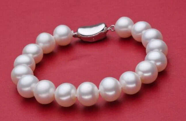 

hot sell 10-11mm natural Australian south seas white pearl bracelet7.5inch -Bridal jewelry free shipping