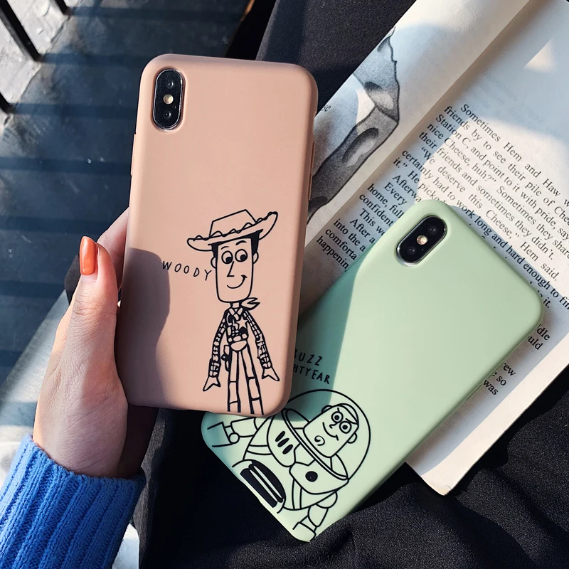 Cartoon font b Toy b font Story Buzz Lightyear woody matte font b Phone b font
